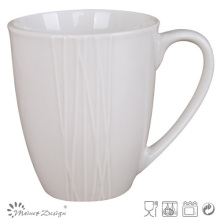 Tasse de café de gaufrage de porcelaine blanche simplement de conception